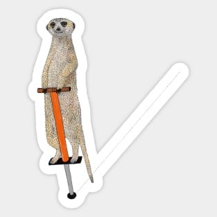 Meerkat on a Pogo Stick Sticker